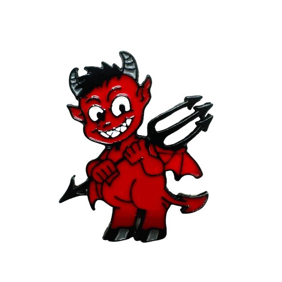 ✨Hell Devil Imp Enamel Pins Red Fire Head Vampire Badge Brooch New - Picture 4 of 6